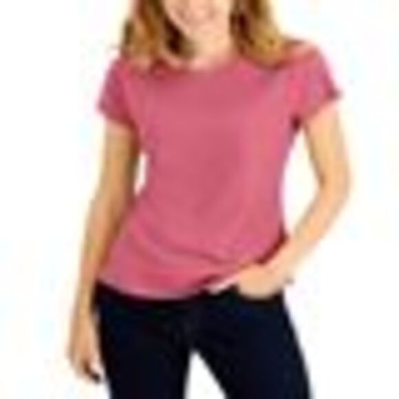 INC International Concepts Slim Fit Cotton Crewneck Top Rapture Rose - Picture 3 of 3